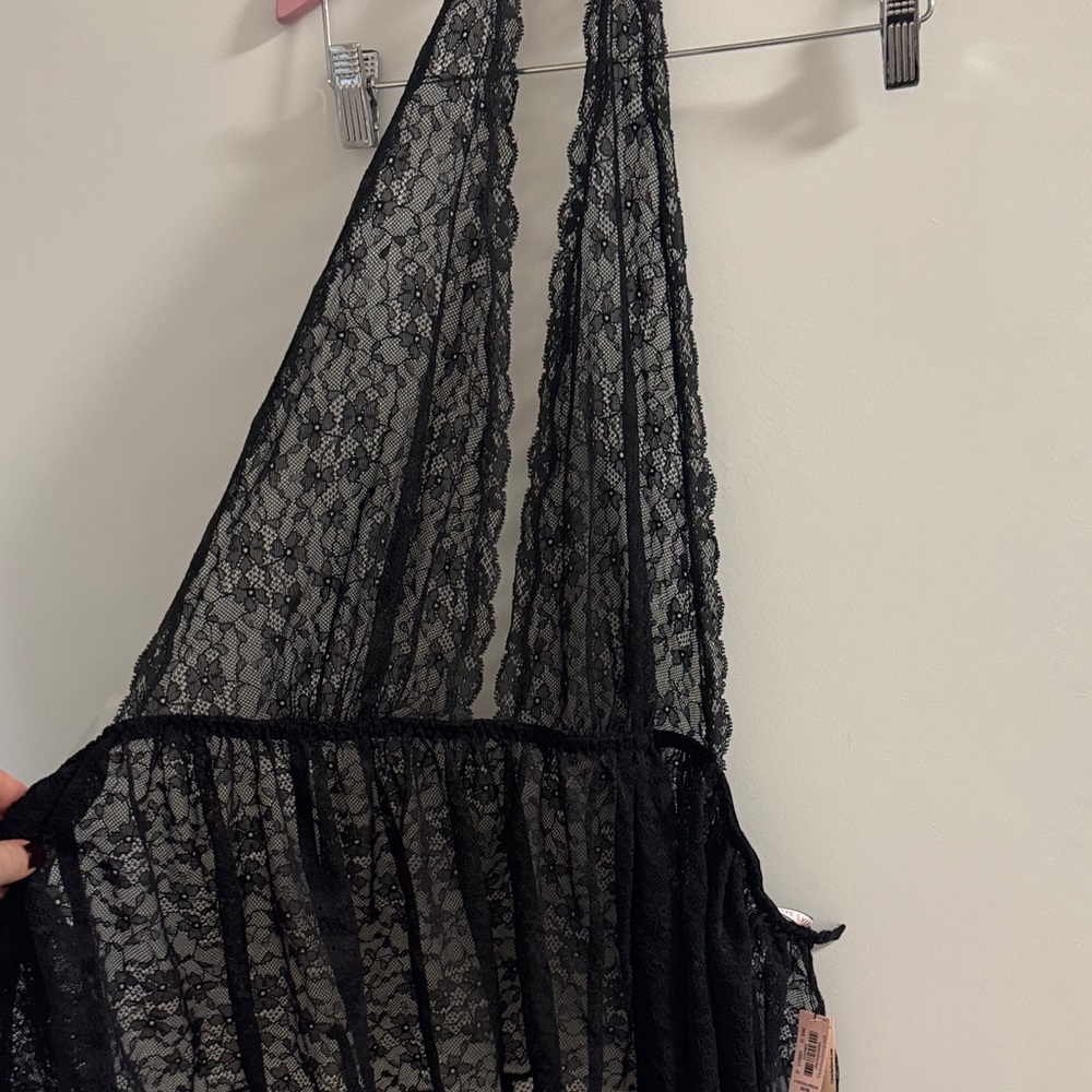 PINK Victoria's Secret Black Lace Halter Top